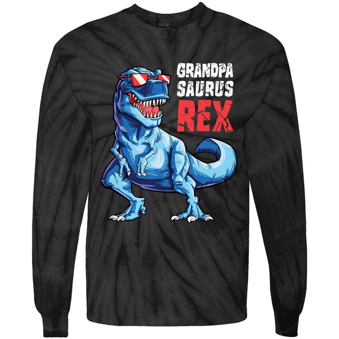 Grandpasaurus T Rex Dinosaur Grandpa Saurus FatherS Family Tie-Dye Long Sleeve Shirt