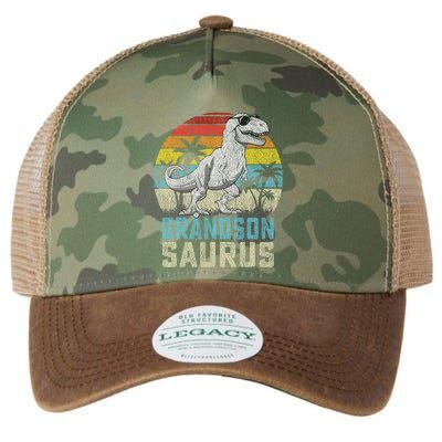 Grandsonsaurus T Rex Dinosaur Grandson Saurus Family Legacy Tie Dye Trucker Hat