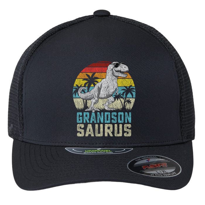 Grandsonsaurus T Rex Dinosaur Grandson Saurus Family Flexfit Unipanel Trucker Cap