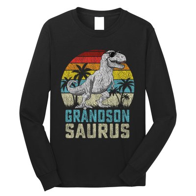 Grandsonsaurus T Rex Dinosaur Grandson Saurus Family Long Sleeve Shirt