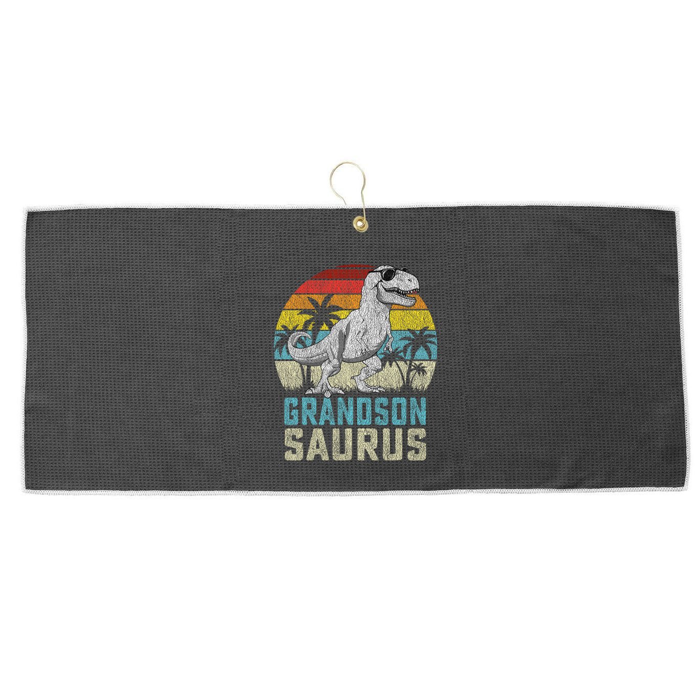 Grandsonsaurus T Rex Dinosaur Grandson Saurus Family Large Microfiber Waffle Golf Towel