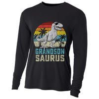 Grandsonsaurus T Rex Dinosaur Grandson Saurus Family Cooling Performance Long Sleeve Crew