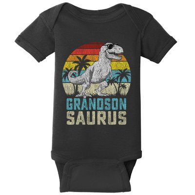 Grandsonsaurus T Rex Dinosaur Grandson Saurus Family Baby Bodysuit