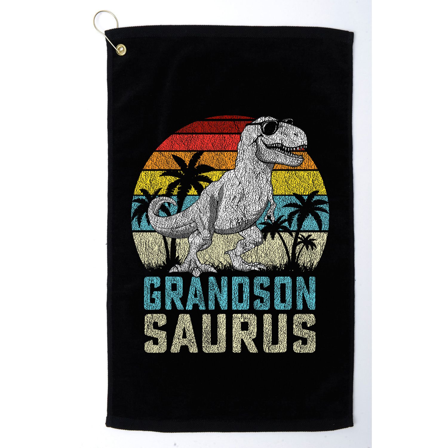 Grandsonsaurus T Rex Dinosaur Grandson Saurus Family Golf Towel