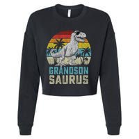 Grandsonsaurus T Rex Dinosaur Grandson Saurus Family Cropped Pullover Crew