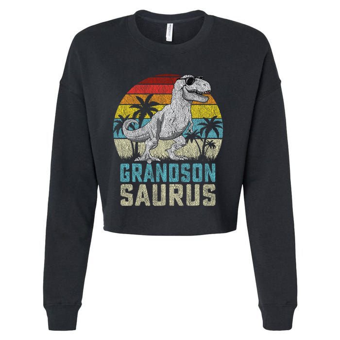 Grandsonsaurus T Rex Dinosaur Grandson Saurus Family Cropped Pullover Crew