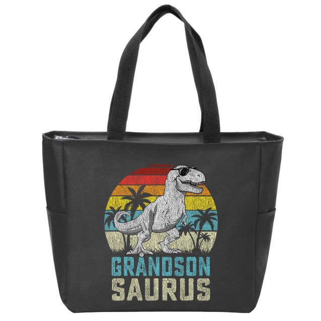 Grandsonsaurus T Rex Dinosaur Grandson Saurus Family Zip Tote Bag