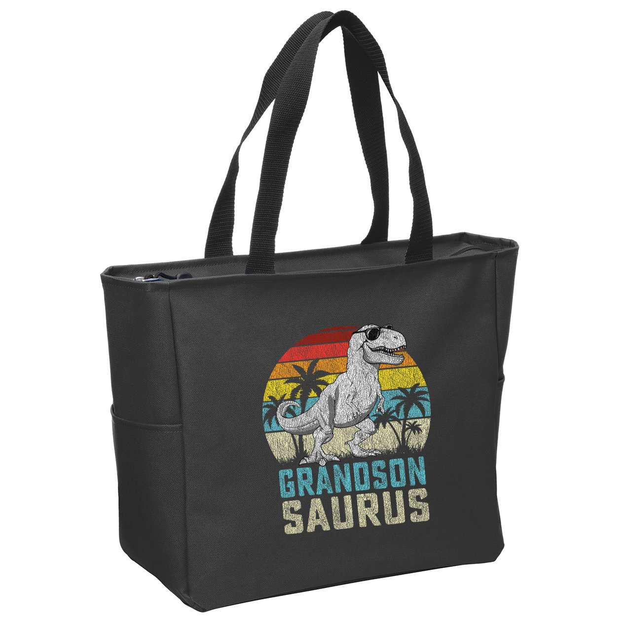 Grandsonsaurus T Rex Dinosaur Grandson Saurus Family Zip Tote Bag