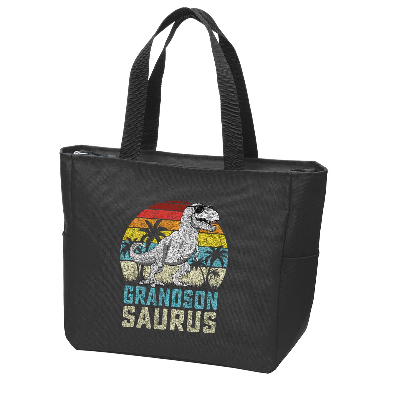 Grandsonsaurus T Rex Dinosaur Grandson Saurus Family Zip Tote Bag