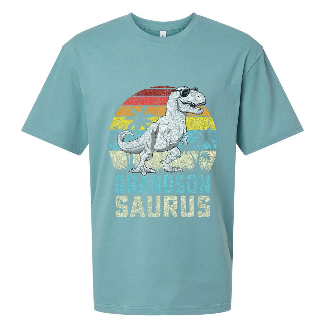 Grandsonsaurus T Rex Dinosaur Grandson Saurus Family Sueded Cloud Jersey T-Shirt