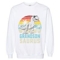 Grandsonsaurus T Rex Dinosaur Grandson Saurus Family Garment-Dyed Sweatshirt