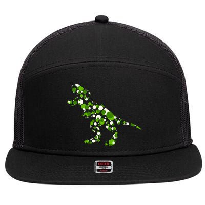 Green T Rex Polka Dot Dinosaur International Dot Day 7 Panel Mesh Trucker Snapback Hat