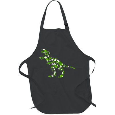 Green T Rex Polka Dot Dinosaur International Dot Day Full-Length Apron With Pockets