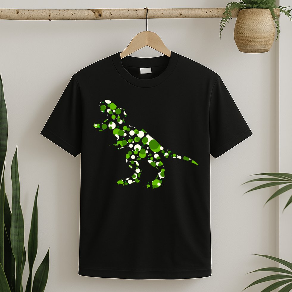 Green T Rex Polka Dot Dinosaur International Dot Day T-Shirt
