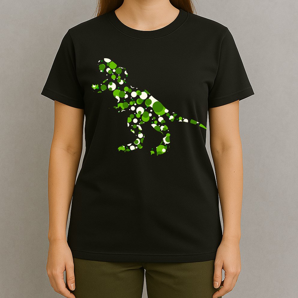 Green T Rex Polka Dot Dinosaur International Dot Day T-Shirt
