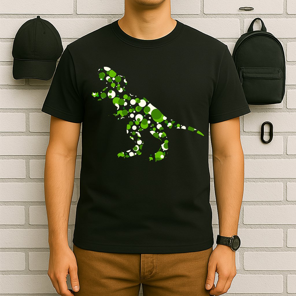 Green T Rex Polka Dot Dinosaur International Dot Day T-Shirt