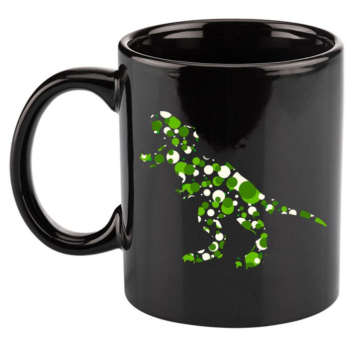 Green T Rex Polka Dot Dinosaur International Dot Day 11oz C Handle Ceramic Mug