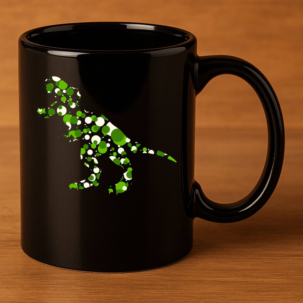 Green T Rex Polka Dot Dinosaur International Dot Day 11oz C Handle Ceramic Mug