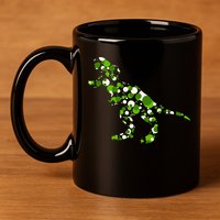 Green T Rex Polka Dot Dinosaur International Dot Day 11oz C Handle Ceramic Mug