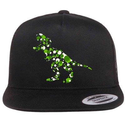 Green T Rex Polka Dot Dinosaur International Dot Day Flat Bill Trucker Hat