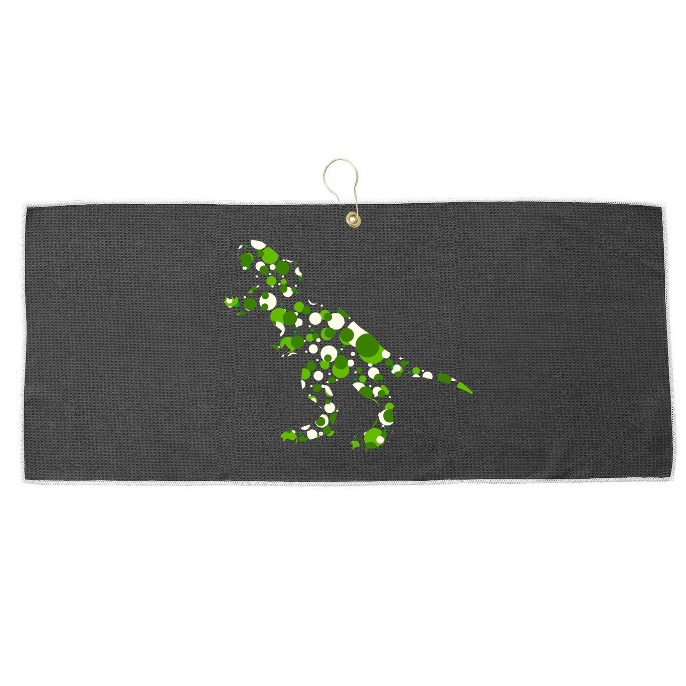 Green T Rex Polka Dot Dinosaur International Dot Day Large Microfiber Waffle Golf Towel