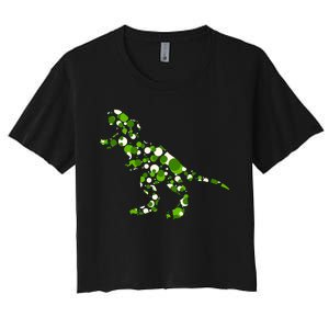 Green T Rex Polka Dot Dinosaur International Dot Day Women's Crop Top Tee