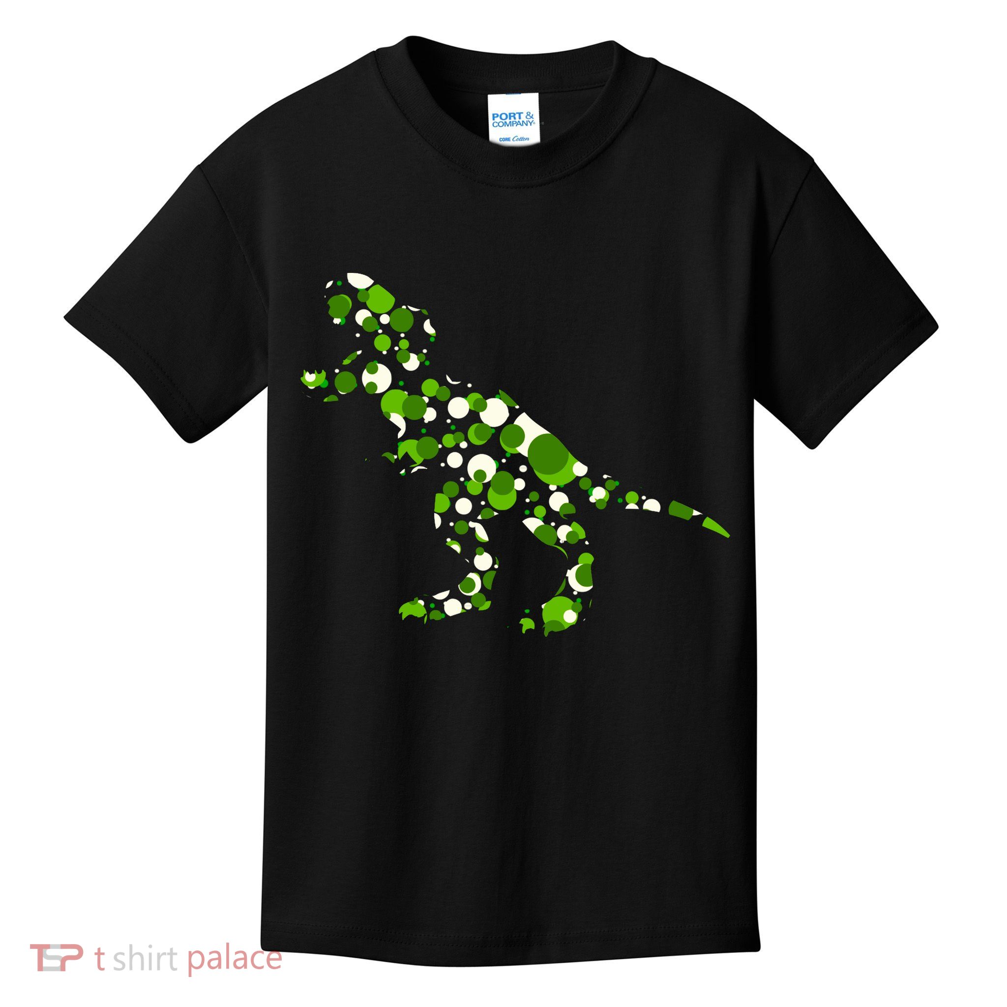 Green T Rex Polka Dot Dinosaur International Dot Day Kids T-Shirt