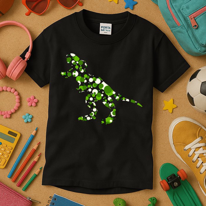 Green T Rex Polka Dot Dinosaur International Dot Day Kids T-Shirt