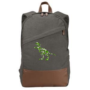 Green T Rex Polka Dot Dinosaur International Dot Day Cotton Canvas Backpack