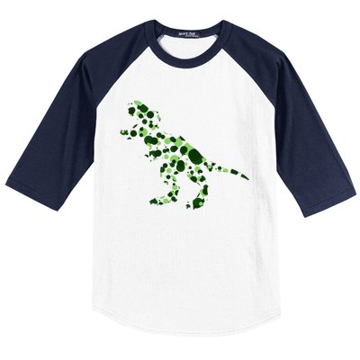 Green T Rex Polka Dot Dinosaur International Dot Day Baseball Sleeve Shirt