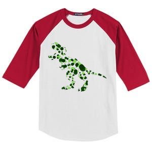 Green T Rex Polka Dot Dinosaur International Dot Day Kids Colorblock Raglan Jersey