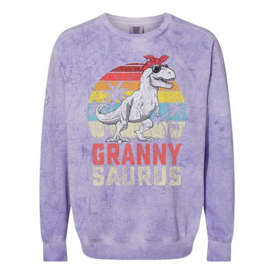 Grannysaurus T Rex Dinosaur Granny Saurus MotherS Family Colorblast Crewneck Sweatshirt