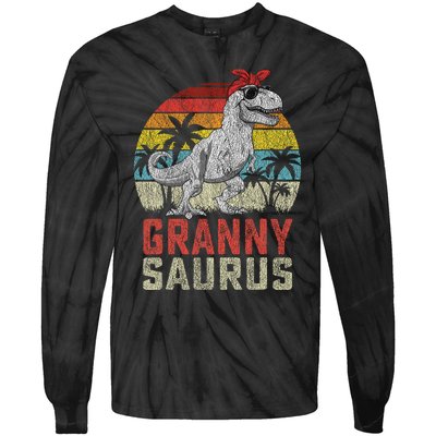 Grannysaurus T Rex Dinosaur Granny Saurus MotherS Family Tie-Dye Long Sleeve Shirt