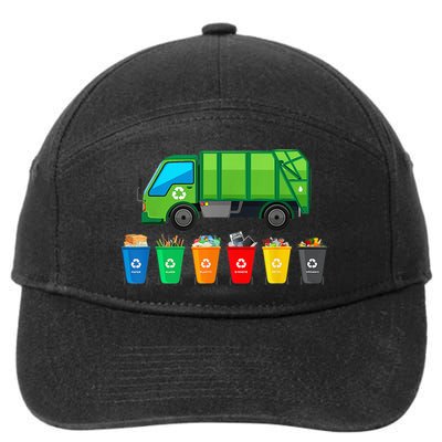 Garbage Truck Reuse Recycle Trash Collector Earth Day 7-Panel Snapback Hat