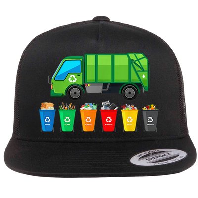 Garbage Truck Reuse Recycle Trash Collector Earth Day Flat Bill Trucker Hat