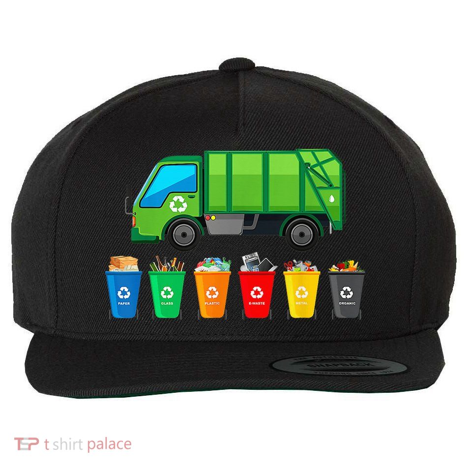 Garbage Truck Reuse Recycle Trash Collector Earth Day Wool Snapback Cap