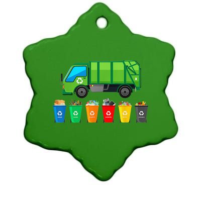 Garbage Truck Reuse Recycle Trash Collector Earth Day Ceramic Star Ornament