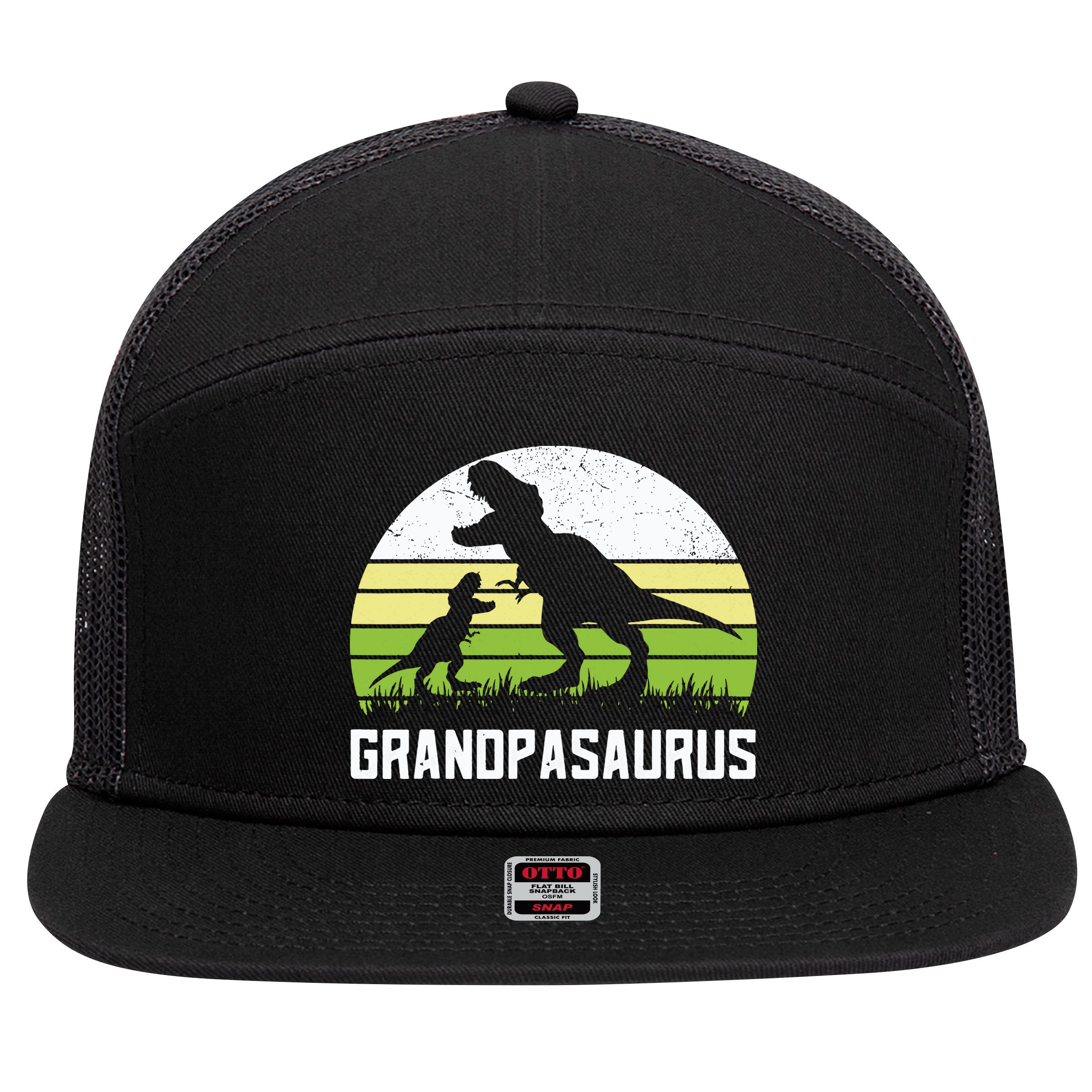 Grandpasaurus T Rex Dinosaur Grandpa Saurus Family Matching 7 Panel Mesh Trucker Snapback Hat