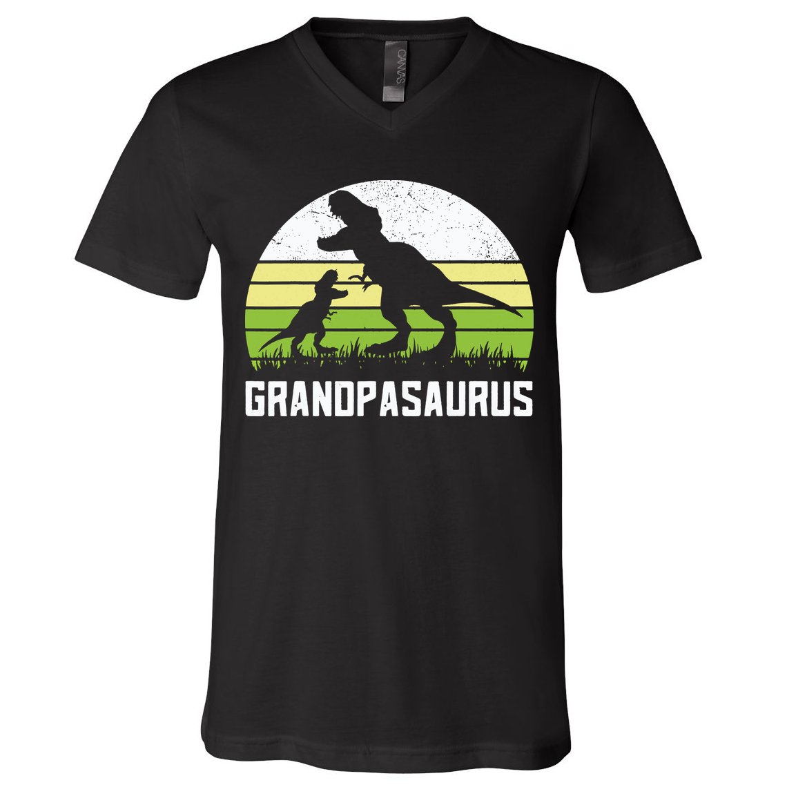 Grandpasaurus T Rex Dinosaur Grandpa Saurus Family Matching V-Neck T-Shirt