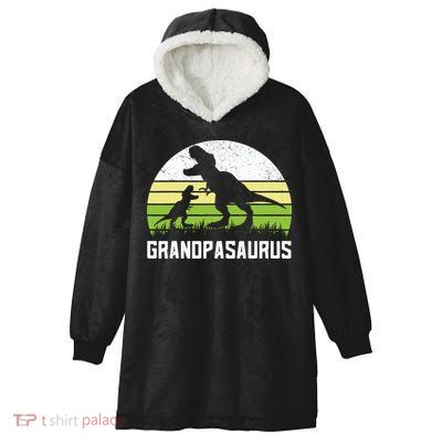 Grandpasaurus T Rex Dinosaur Grandpa Saurus Family Matching Hooded Wearable Blanket
