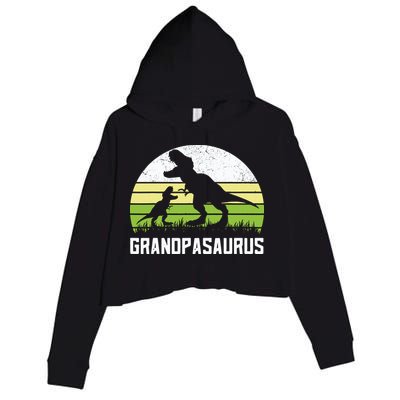Grandpasaurus T Rex Dinosaur Grandpa Saurus Family Matching Crop Fleece Hoodie