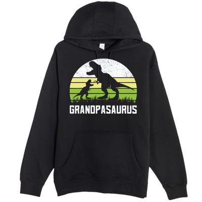 Grandpasaurus T Rex Dinosaur Grandpa Saurus Family Matching Premium Pullover Hoodie