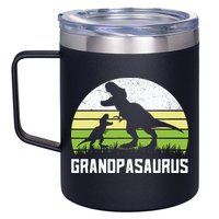 Grandpasaurus T Rex Dinosaur Grandpa Saurus Family Matching 12oz Stainless Steel Coffee Mug