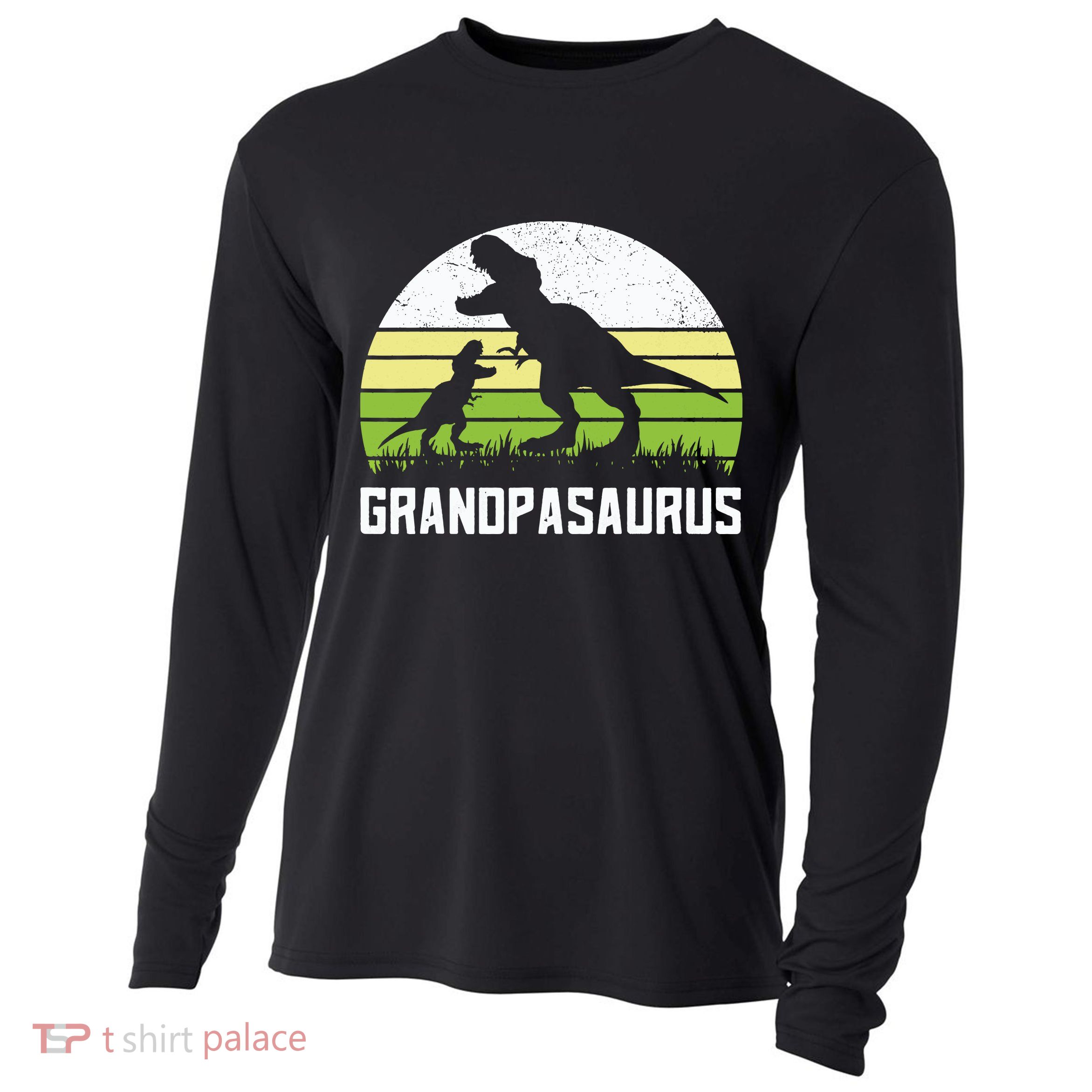 Grandpasaurus T Rex Dinosaur Grandpa Saurus Family Matching Cooling Performance Long Sleeve Crew