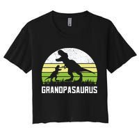 Grandpasaurus T Rex Dinosaur Grandpa Saurus Family Matching Women's Crop Top Tee