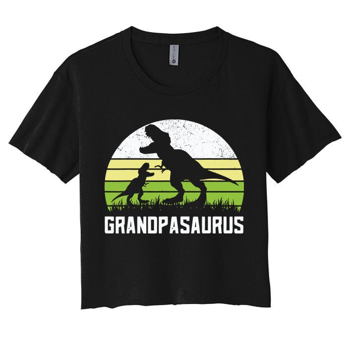 Grandpasaurus T Rex Dinosaur Grandpa Saurus Family Matching Women's Crop Top Tee