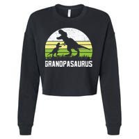 Grandpasaurus T Rex Dinosaur Grandpa Saurus Family Matching Cropped Pullover Crew