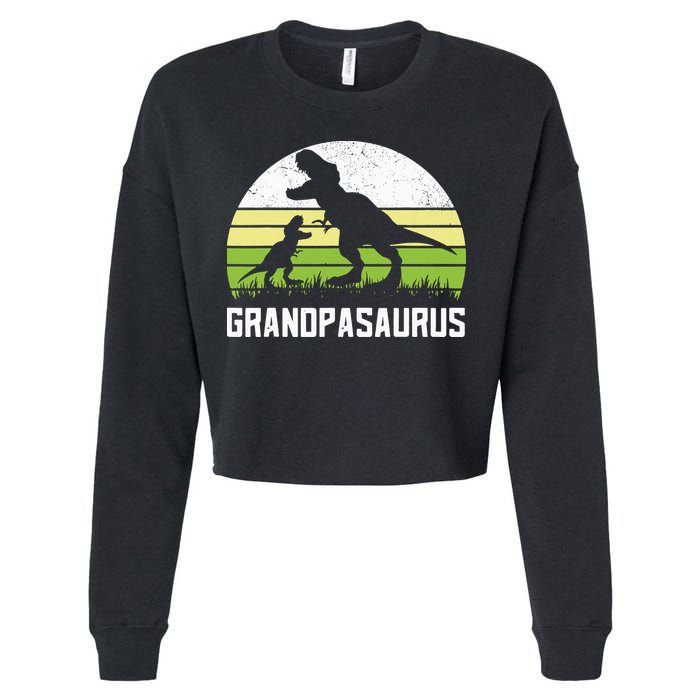 Grandpasaurus T Rex Dinosaur Grandpa Saurus Family Matching Cropped Pullover Crew