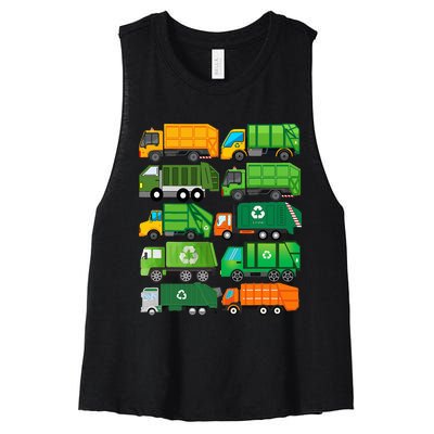 Garbage Truck Recycling Day Trash Waste Separation Birthday Women's Racerback Cropped Tank