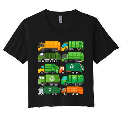 Garbage Truck Recycling Day Trash Waste Separation Birthday Women's Crop Top Tee